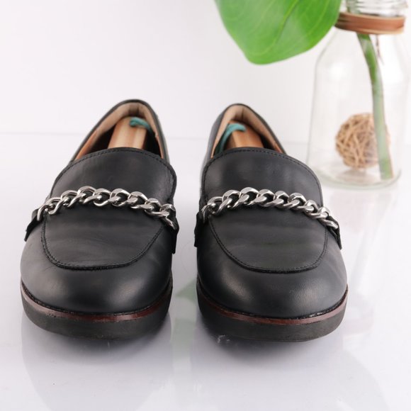 Fitflop Petrina Chain Loafer Platfrom Slip On Women 9 Black Leather Comfy Toning - Picture 3 of 14